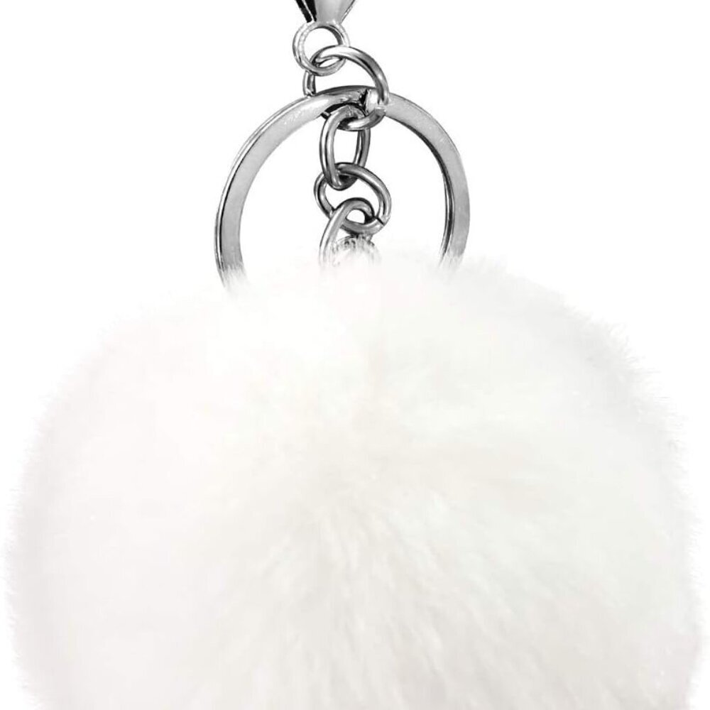 Cute Faux Rabbit Fur Ball Pom Pom Keychain Car Key Ring Handbag Tote Bag Pendant